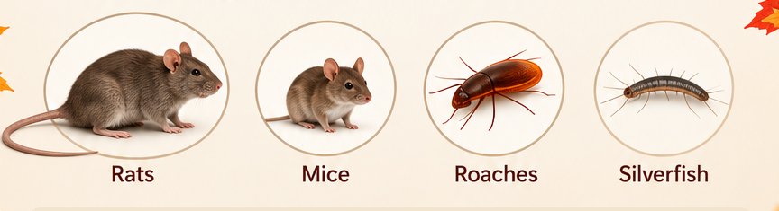 Rats, mice, roaches and silverfish